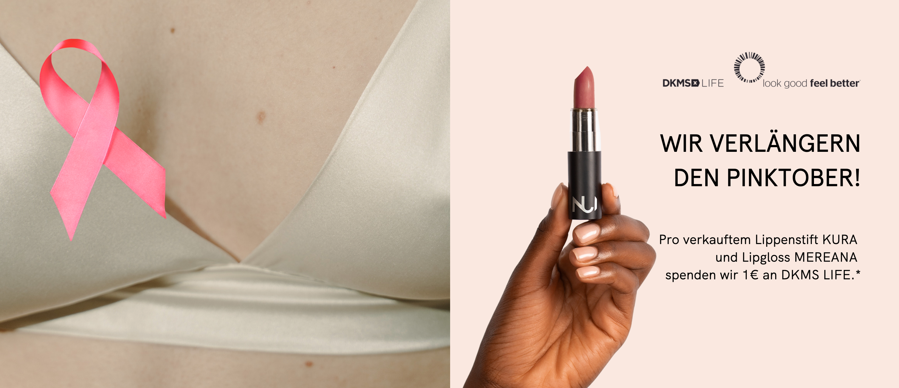 NUI Cosmetics x DKMS LIFE : Gemeinsam verlängern wir den Pinktober.